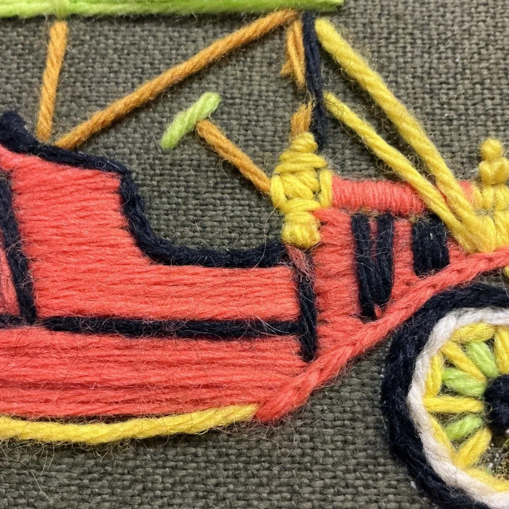 Vintage String Art Antique Car‎ Framed Fiber Art Wall Hanging Retro Decor